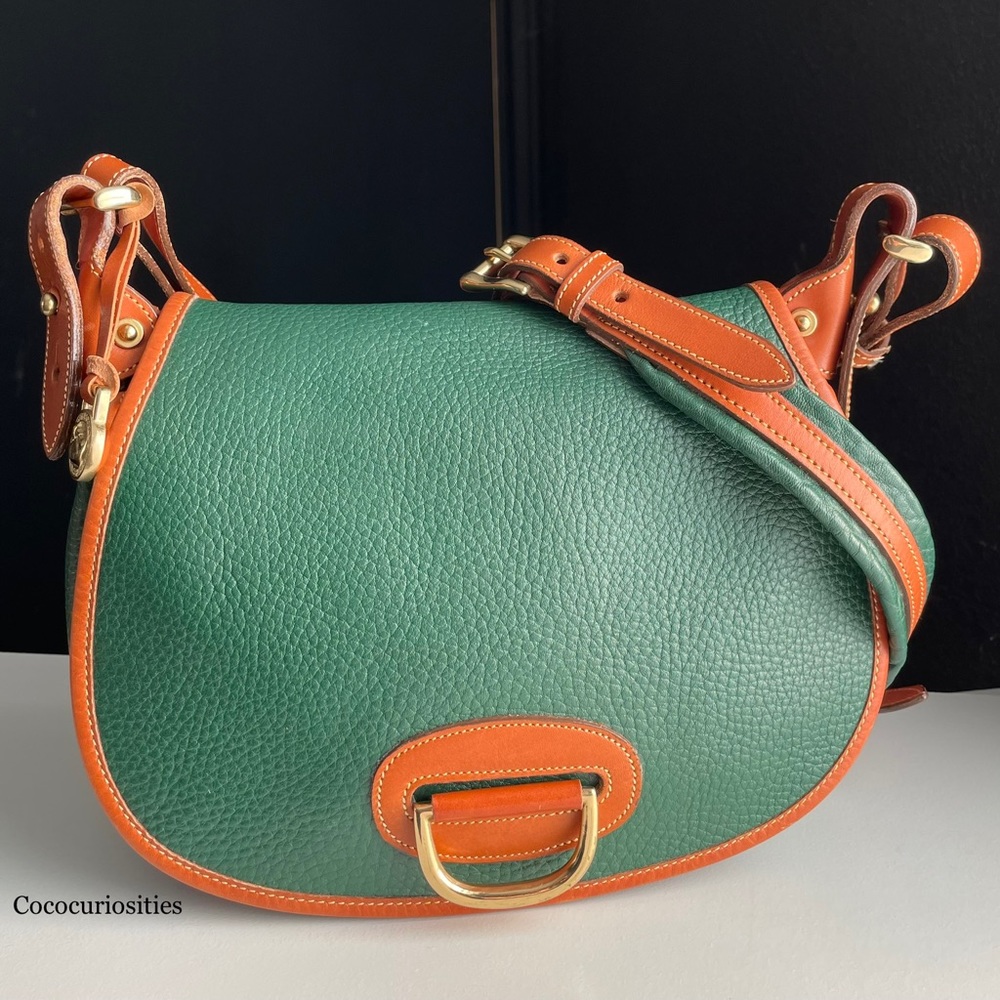 Dooney and Bourke awl Leather Large Horseshoe Saddle Bag Fir Green
